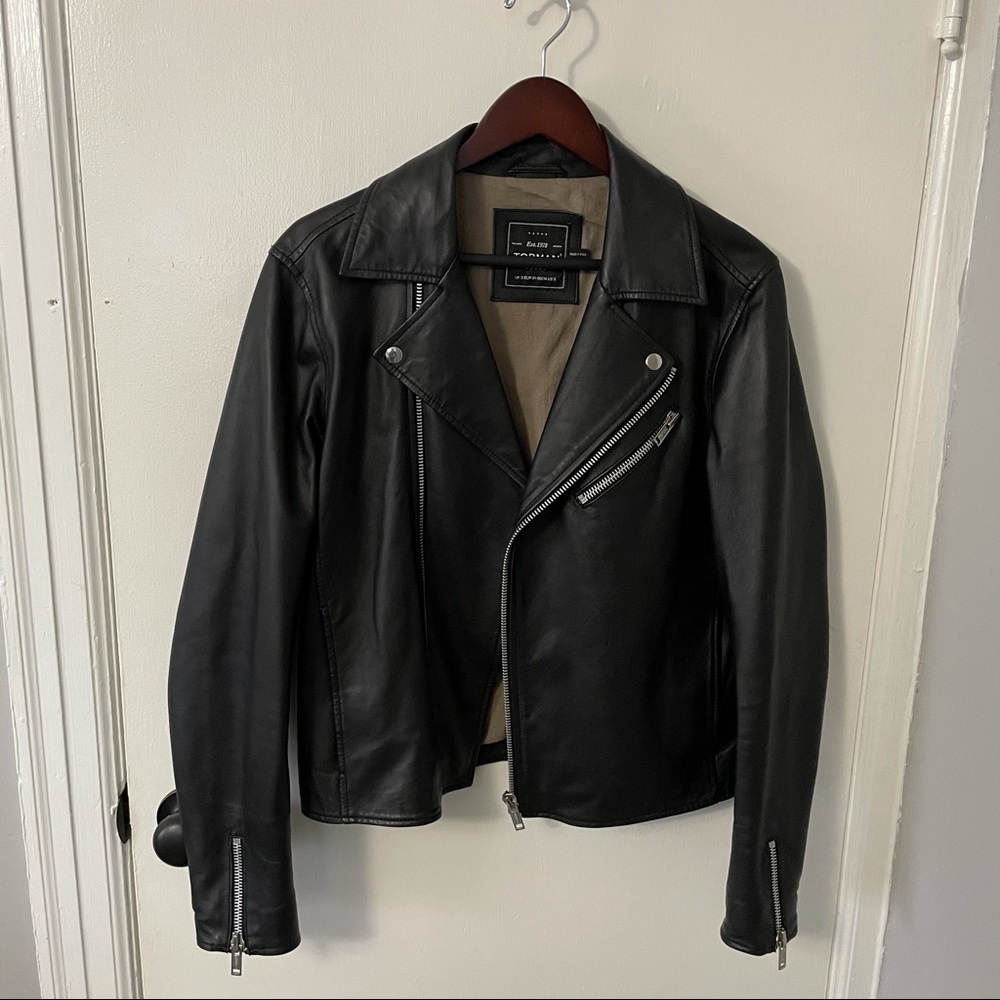 Top men leather jacket